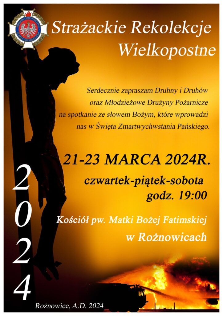 plakat rekolekcji wielkopostnych strażackich gminy Biecz