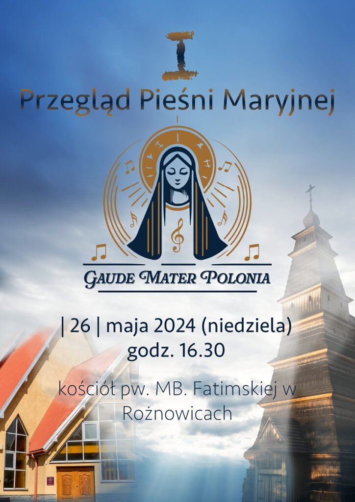 Plakat Gaude Mater Polonia z dwoma kościołami